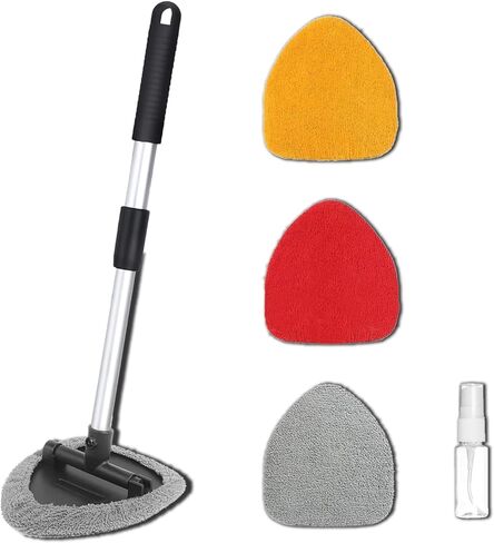 منظف نافذة السيارة ، فرشاة منظف السيارات ، أدوات لوازم تنظيف السيارات ، أدوات تنظيف السيارات مع مقبض قابل للتمديد ، قطعة قماش من الألياف الدقيقة ، زجاجة رذاذ ، تناسب جميع السيارات in Kuwait