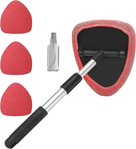 Car Window Cleaner, Car Cleanser Brush, Car Accessories Car Cleaning Supplies Tools, Car Cleaning Kit with Extendable Handle, Microfiber Cloth, Spray Bottle, Fits All Cars in Saudi Arabia