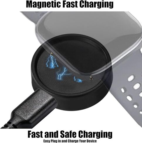 2pcs Type-C Magnetic Charging Dock for Amazfit Bip6/Bip 6 / Active2 / Active 2 Square Smart Watch, Type C Smrtwatch Charger Cable Replacement Charging Base Stand in Saudi Arabia