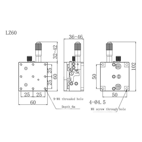 Z-axis 60 * 60 LZ60 Micrometer Manual fine-Tuning Platform in Saudi Arabia