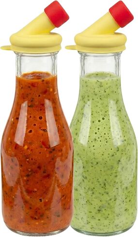 kitchentoolz 32oz Salad Dressing Shaker Bottle – Tall Glass Bottle Salad Dressing Dispenser Container with Tamper-Proof Lid – Ideal for Marinades and Sauces – 1 Pack in Kuwait