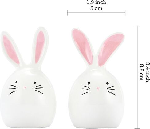 Bico Dreamy Rabbit Ceramic Hand Painted Salt & Pepper Shaker Set, Easter Decoration Table Top, Dishwasher Safe in Saudi Arabia
