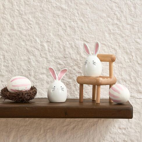 Bico Dreamy Rabbit Ceramic Hand Painted Salt & Pepper Shaker Set, Easter Decoration Table Top, Dishwasher Safe in Saudi Arabia