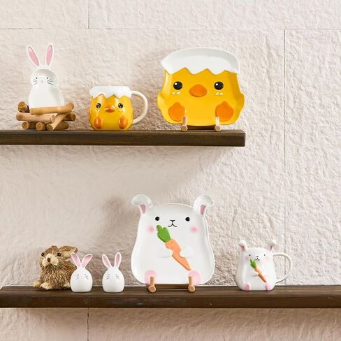 Bico Dreamy Rabbit Ceramic Hand Painted Salt & Pepper Shaker Set, Easter Decoration Table Top, Dishwasher Safe in Saudi Arabia