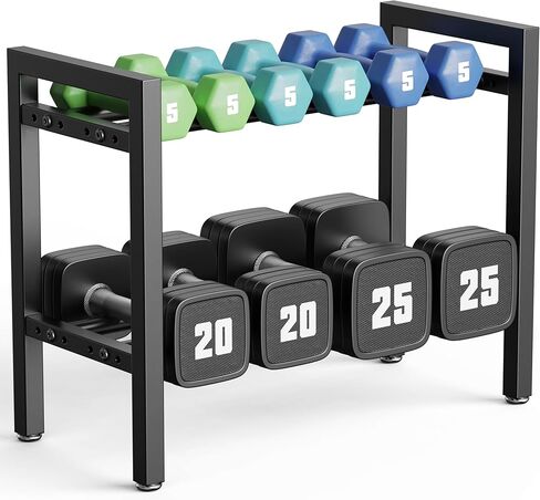 Dumbbell Rack 2-Tier 20 IN Length Adjustable Weight Rack For Home Gym Dumbbells Kettlebell (Rack Only) in Saudi Arabia