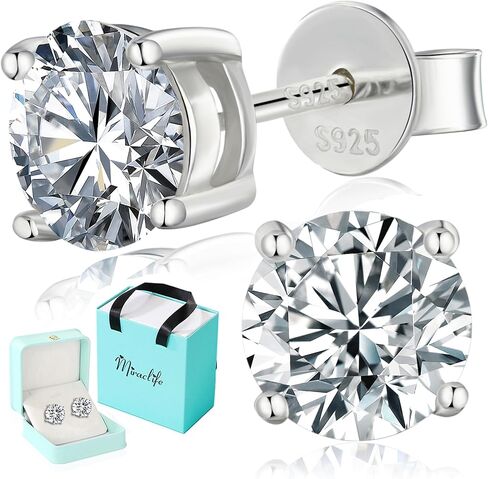 Moissanite Stud Earrings for Women Men, 0.6-6CT S925 D color Lab Created Moissanite Earring, Wedding Party Jewelry for Her Wife Girlfriend in Kuwait