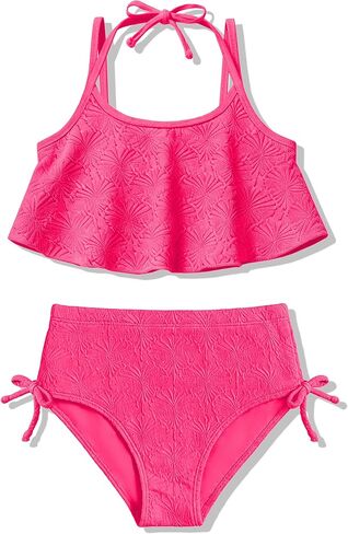 Girls Swimsuit 2 Piece Flounce Bikini Sets Halter Adjustable Straps Bathing Suit Floral Girls' Swimwear 7-16Y in Saudi Arabia