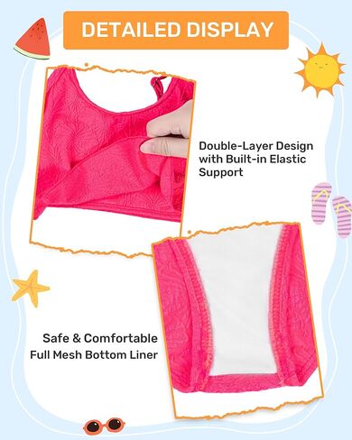 Girls Swimsuit 2 Piece Flounce Bikini Sets Halter Adjustable Straps Bathing Suit Floral Girls' Swimwear 7-16Y in Saudi Arabia