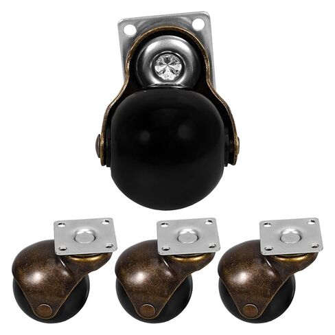 4 قطع من Ciieeo عجلات كروية دوارة صامتة شديدة التحمل مقاس 5 سم مع فرامل، عجلات بديلة للأثاث بقاعدة مسطحة برونزية عتيقة للعربات الطبية وطاولات الشاي ومقاعد العمل in Kuwait