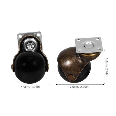 4 قطع من Ciieeo عجلات كروية دوارة صامتة شديدة التحمل مقاس 5 سم مع فرامل، عجلات بديلة للأثاث بقاعدة مسطحة برونزية عتيقة للعربات الطبية وطاولات الشاي ومقاعد العمل in Kuwait