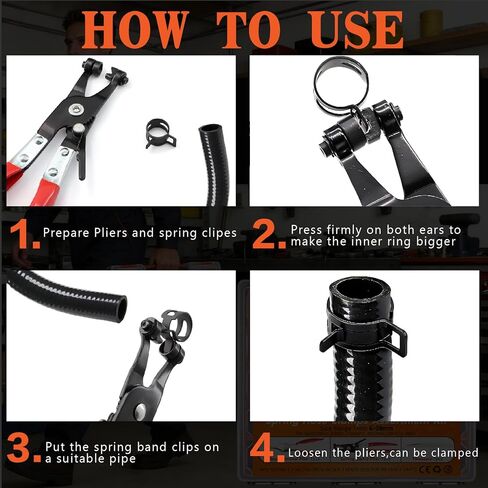 324Pcs 6-38mm Spring Band Hose Clamp Assortment Kit, 23 Sizes Black Pipe Clip for Fuel Line, Silicone Hose, Air Tube,Water Pipe Fasteners with Clamp Plier, Hose Removal Plier and Tweezers in Kuwait