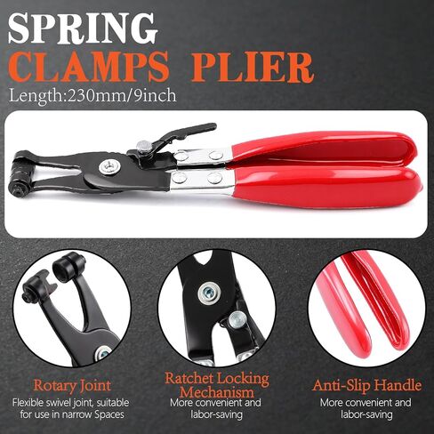 324Pcs 6-38mm Spring Band Hose Clamp Assortment Kit, 23 Sizes Black Pipe Clip for Fuel Line, Silicone Hose, Air Tube,Water Pipe Fasteners with Clamp Plier, Hose Removal Plier and Tweezers in Kuwait