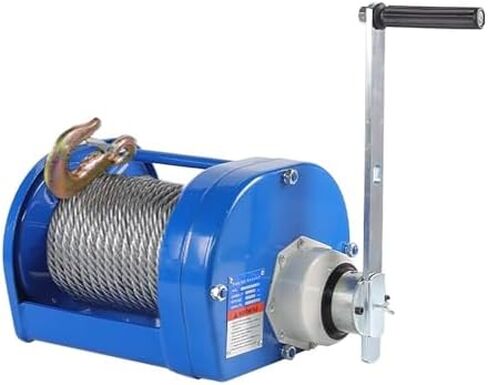 Heavy-Duty Manual Winch, 2200lb Towing Capacity, 22:1 Gear Ratio Marine Crank Winch with 65.6FT Wire Rope, Adjustable Crank Length for Boat Trailer Use (30m/98.4ft) in Saudi Arabia