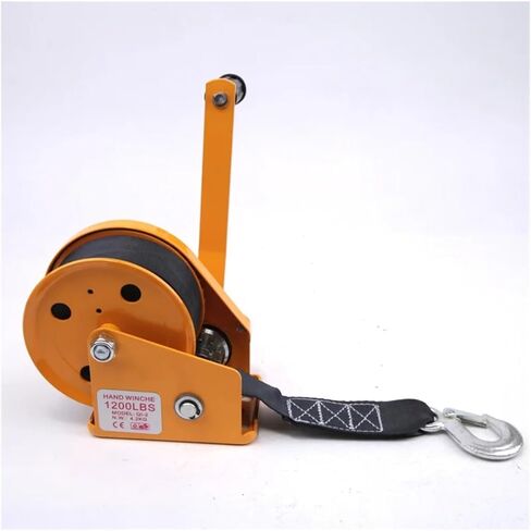 1200LB Self-Locking Hand Winch with Brake, Marine Puller with 10M Polyester Webbing Strap for Boat Trailers and Heavy-Duty Applications (Yellow) in Saudi Arabia