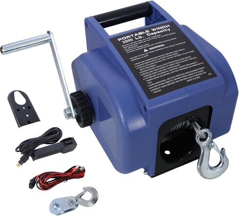12V 3500lbs Trailer Winch with Manual Function - Blue Plastic Casing in Saudi Arabia