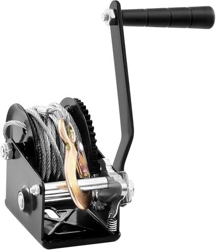 800LB Marine Hand Winch, Boat Trailer Puller with 33FT Steel Wire Cable & Two-Way Ratchet System, Heavy-Duty Hand Crank for Hauling and Lifting in Saudi Arabia