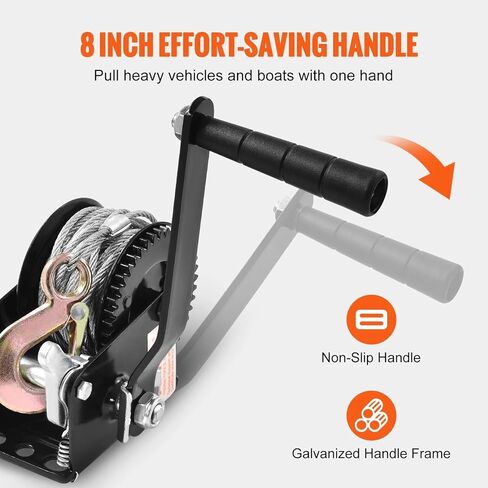 800LB Marine Hand Winch, Boat Trailer Puller with 33FT Steel Wire Cable & Two-Way Ratchet System, Heavy-Duty Hand Crank for Hauling and Lifting in Saudi Arabia