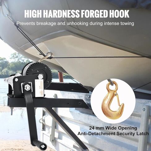 800LB Marine Hand Winch, Boat Trailer Puller with 33FT Steel Wire Cable & Two-Way Ratchet System, Heavy-Duty Hand Crank for Hauling and Lifting in Saudi Arabia