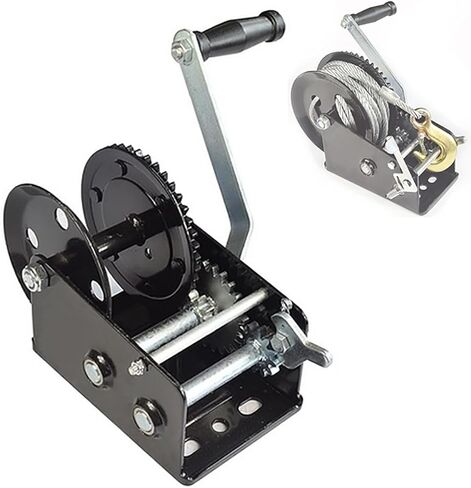 3500LBS Hand Winch with 32.8ft Wire Rope - Safety Self-Locking, Two-Way Ratchet - Portable Winch for Boat Trailers, Trucks, Ships, and Mobile Applications in Saudi Arabia