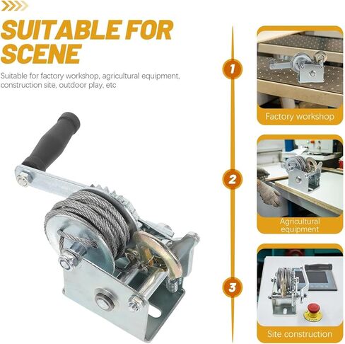 500LB Manual Hand Winch for Boat Trailers, Heavy-Duty Marine Puller with Gear Crank & Ratchet System, Small Portable Winch for Loading and Towing in Saudi Arabia