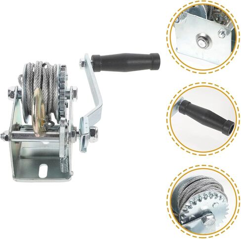 500LB Heavy Duty Marine Hand Winch, Manual Ratchet Puller with Steel Wire Cable, Small Boat Trailer Winch for Secure Hoisting and Pulling in Saudi Arabia