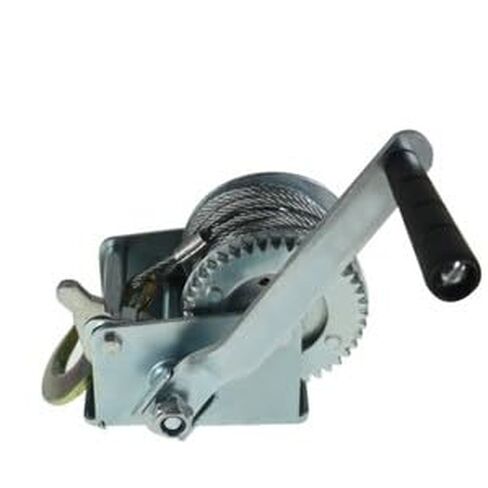 #US 800lbs Hand Winch Hand Crank Strap Gear Winch ATV Boat Trailer with 26ft Cable in Saudi Arabia