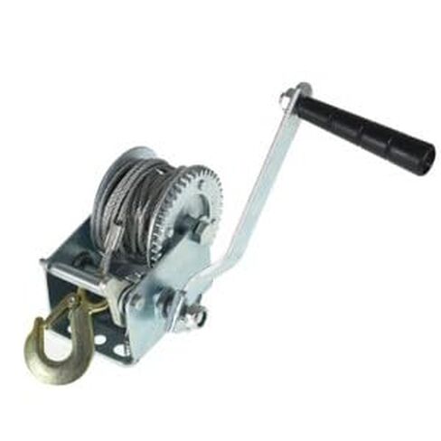 #US 800lbs Hand Winch Hand Crank Strap Gear Winch ATV Boat Trailer with 26ft Cable in Saudi Arabia