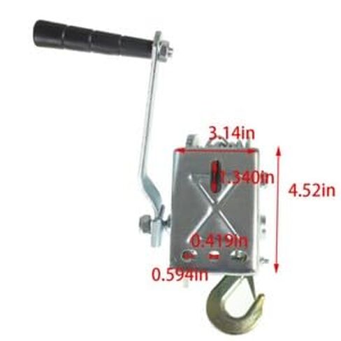 #US 800lbs Hand Winch Hand Crank Strap Gear Winch ATV Boat Trailer with 26ft Cable in Saudi Arabia