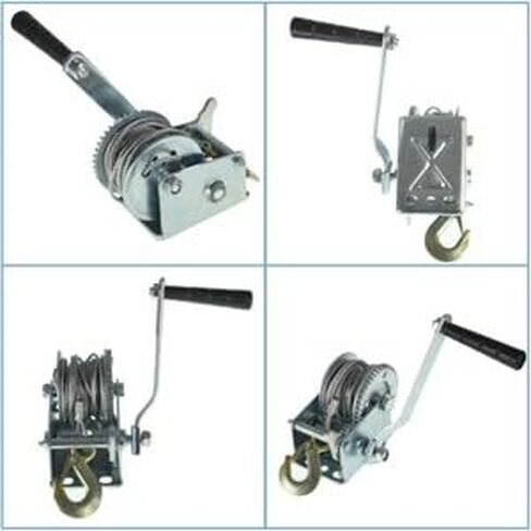 #US 800lbs Hand Winch Hand Crank Strap Gear Winch ATV Boat Trailer with 26ft Cable in Saudi Arabia