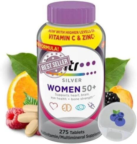 Silver Women 50 Plus, Multivitamin, Minerals, Vitamins & Supplements, Hair Skin and Nails Vitamins, Vitamin C, Antioxidants Supplement, 275Ct Tablets (275) + Shipping in Box with VSL Sticker in Saudi Arabia