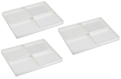 3/Pieces Dental 4/Section Large Drawer Organizer Tray, Dental Supply Cart Section Divided White Tray for Medical/Dental Supply in Kuwait