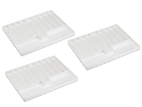 3/Pieces Dental 4/Section Large Drawer Organizer Tray, Dental Supply Cart Section Divided White Tray for Medical/Dental Supply in Kuwait