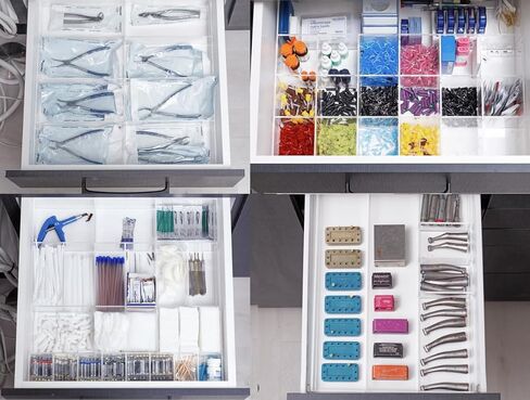 3/Pieces Dental 4/Section Large Drawer Organizer Tray, Dental Supply Cart Section Divided White Tray for Medical/Dental Supply in Kuwait