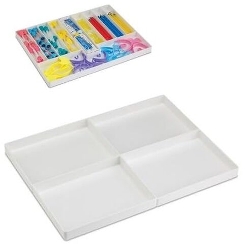 3/Pieces Dental 4/Section Large Drawer Organizer Tray, Dental Supply Cart Section Divided White Tray for Medical/Dental Supply in Kuwait
