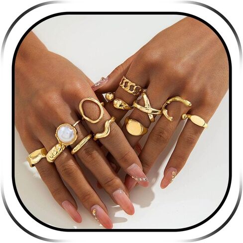 Frodete Chunky Gold Rings Set for Women Statement Ring Stackable Gold Rings Chunky Minimalist Ring Trendy Minimalist Jewelry in Saudi Arabia