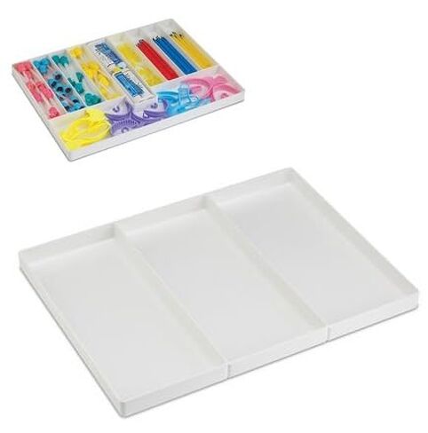 3/Pieces Dental 3/Section Large Drawer Organizer Tray, Dental Supply Cart Section Divided White Tray for Medical/Dental Supply in Kuwait