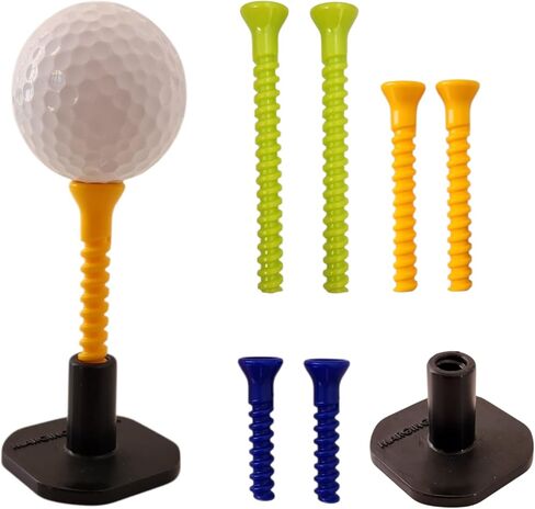 تي شيرتات جولف مرنة وقابلة للتعديل بارتفاع هامشي، لحصائر الجولف وأجهزة المحاكاة، ارتفاع ثابت، تي شيرت لنطاق القيادة، ملحقات التدريب الداخلي والخارجي، بلاستيك ومطاط (قاعدة واحدة و6 تي شيرتات) in Kuwait