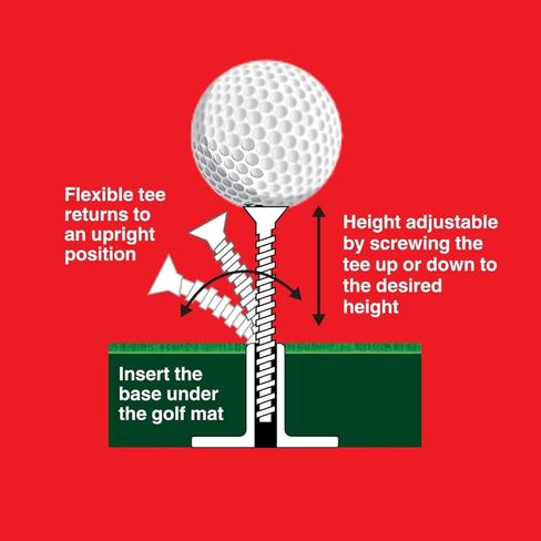 تي شيرتات جولف مرنة وقابلة للتعديل بارتفاع هامشي، لحصائر الجولف وأجهزة المحاكاة، ارتفاع ثابت، تي شيرت لنطاق القيادة، ملحقات التدريب الداخلي والخارجي، بلاستيك ومطاط (قاعدة واحدة و6 تي شيرتات) in Kuwait