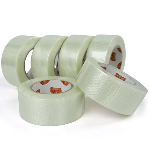 TAPEBEAR Clear Filament Duct Tape 2" x 60Yards, Fiberglass Reinforced Two-Way Strapping Tape, Bi-Directional 5.5Mil Thick Heavy Duty Waterproof for Palletizing, Bundling, Shipping, Moving, 6Rolls in Saudi Arabia