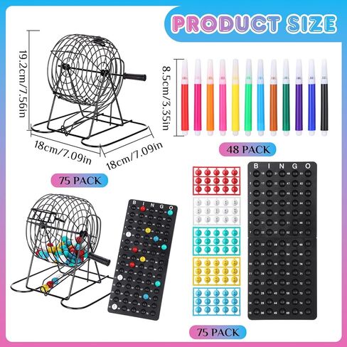 Thyle 625 Pieces Bingo Game Set Include Rolling Cage Storage Tray 75 Bingoballs 500 Bingo Cards and Colored Markers for Large Groups, Parties, Family Gathering Activity, Game Night in Saudi Arabia