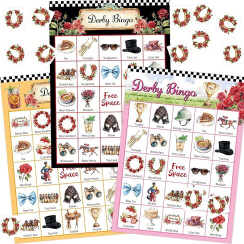 Fancy Land Horse Bingo Games Cards 24 Player Derby Party Bingo Game Western Birthday Party Favors in Saudi Arabia