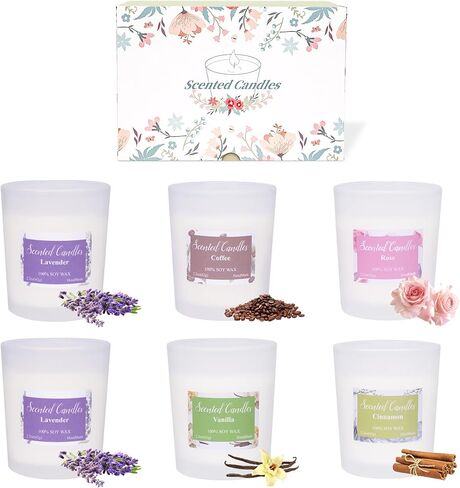 Candles for Home Scented, 6 Pack Aromatherapy Candle Gift Sets for Women, Nature Soy Wax Jar Candles 13.2oz 72h Burning Time, Cute Small Candle Set for Birthday Mother's Day Christmas in Saudi Arabia