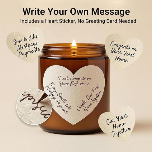 Housewarming Gifts for New Home – DIY Label Candle for Homeowners, First Apartment & Realtor Closing Gift – Customizable Funny Jar Candle, Gift Ready in Saudi Arabia