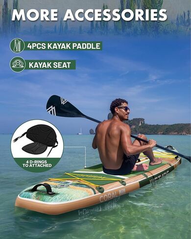 11'6"x35" Inflatable Paddle Board, 450lbs Extra Wide Stand Up Sup Board for Adults, Blow Up Paddleboard Kayak Non-Slip Stable Deck Boat for Yoga Fishing Surf in Saudi Arabia