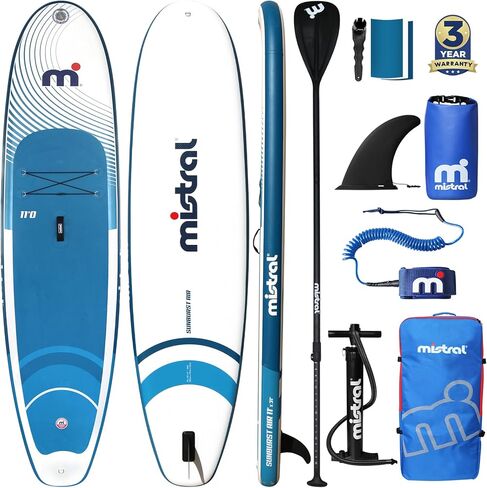 Mistral Stand Up Paddle Board, 11'x31''x6'' Inflatable SUP Yoga & Pilates Kayaking Boards, Stable and Lightweight Paddleboard for All Skill Levels, with SUP Accessories for Adults & Youth in Kuwait