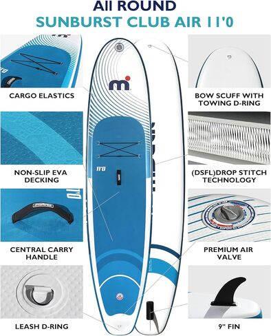 Mistral Stand Up Paddle Board, 11'x31''x6'' Inflatable SUP Yoga & Pilates Kayaking Boards, Stable and Lightweight Paddleboard for All Skill Levels, with SUP Accessories for Adults & Youth in Kuwait