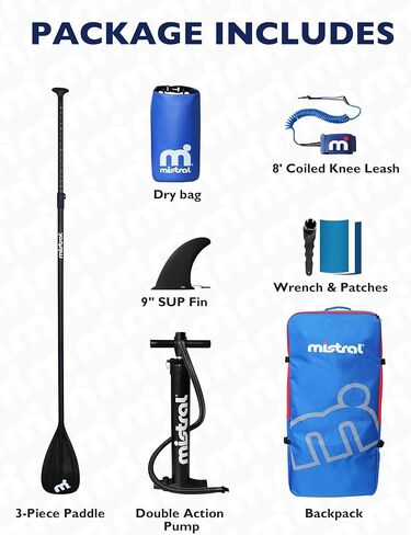 Mistral Stand Up Paddle Board, 11'x31''x6'' Inflatable SUP Yoga & Pilates Kayaking Boards, Stable and Lightweight Paddleboard for All Skill Levels, with SUP Accessories for Adults & Youth in Kuwait