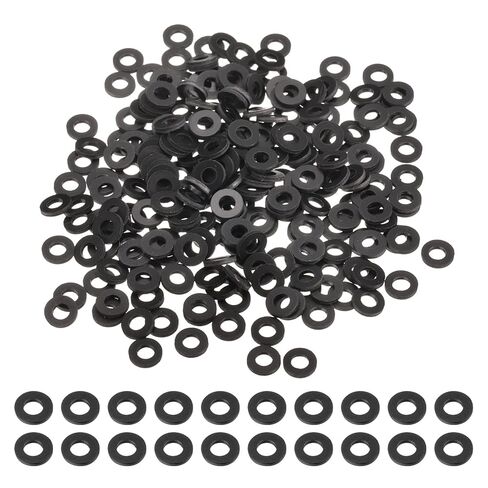 uxcell 240 Pcs M3 PVC Flat Washers 3mm ID 5mm OD 0.5mm Thick Plain Washer Grommets Plastic Sheet Gasket Fastener Sealing Spacer Gasket Ring Water Hose Washers, Black in Saudi Arabia
