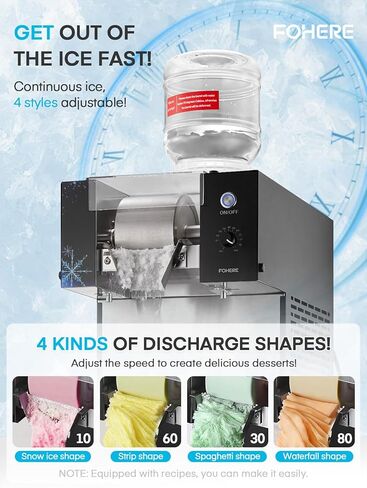 Snowflake Ice Machine Commercial 176LBS/24H, Stainless Steel Ice Shaver Machine Electric Snow Cone Machine, 100-Speed Adjustable, Ice Cream Equipment Dessert Shop Equipment in Kuwait