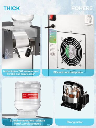 Snowflake Ice Machine Commercial 176LBS/24H, Stainless Steel Ice Shaver Machine Electric Snow Cone Machine, 100-Speed Adjustable, Ice Cream Equipment Dessert Shop Equipment in Kuwait